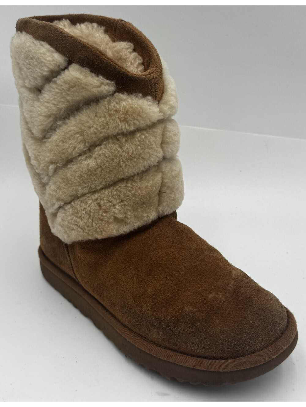 UGG Tania Women's Boots 7 Tan Brown Suede Sheepskin Lined Pull On Boots 1012391